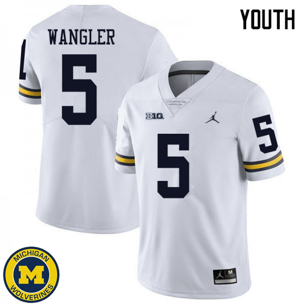 Youth Michigan Wolverines #5 Jared Wangler White Jordan Brand NCAA Football Jersey